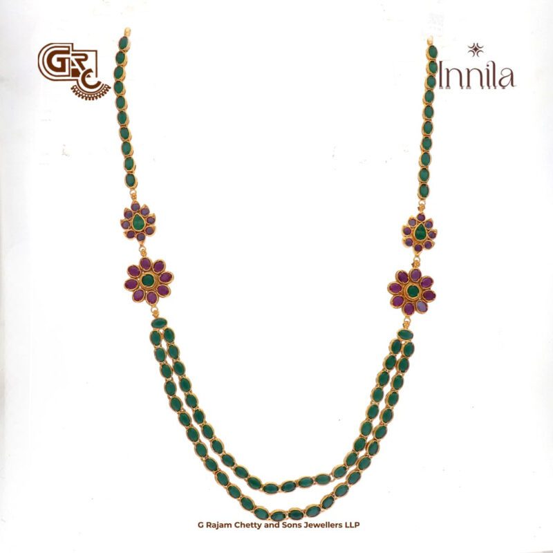 Green and Ruby Stone 2in1 Gold Plated Necklace