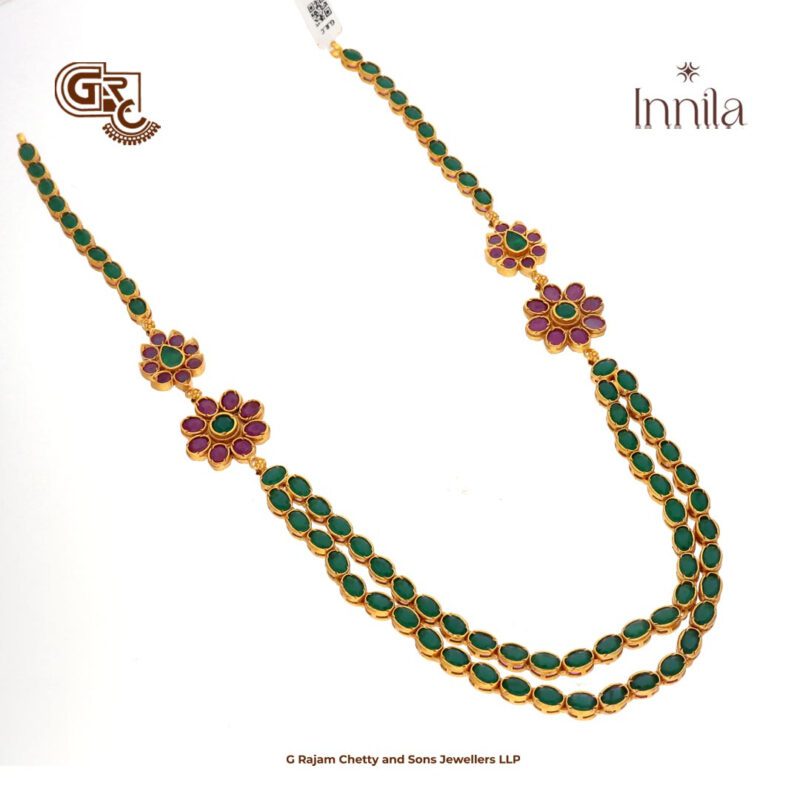 Green and Ruby Stone 2in1 Gold Plated Necklace