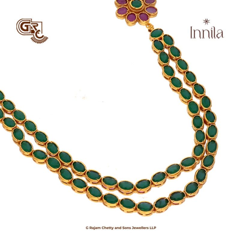 Green and Ruby Stone 2in1 Gold Plated Necklace