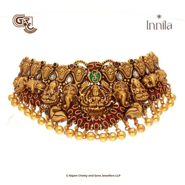 Antique Lakshmi Floral Gold Plated Beads Chocker Antique Lakshmi Floral Gold Plated Beads Chocker