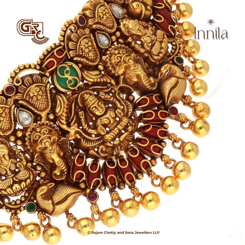 Antique Lakshmi Floral Gold Plated Beads Chocker