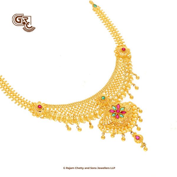 Fancy Gold Beads Drops Necklace