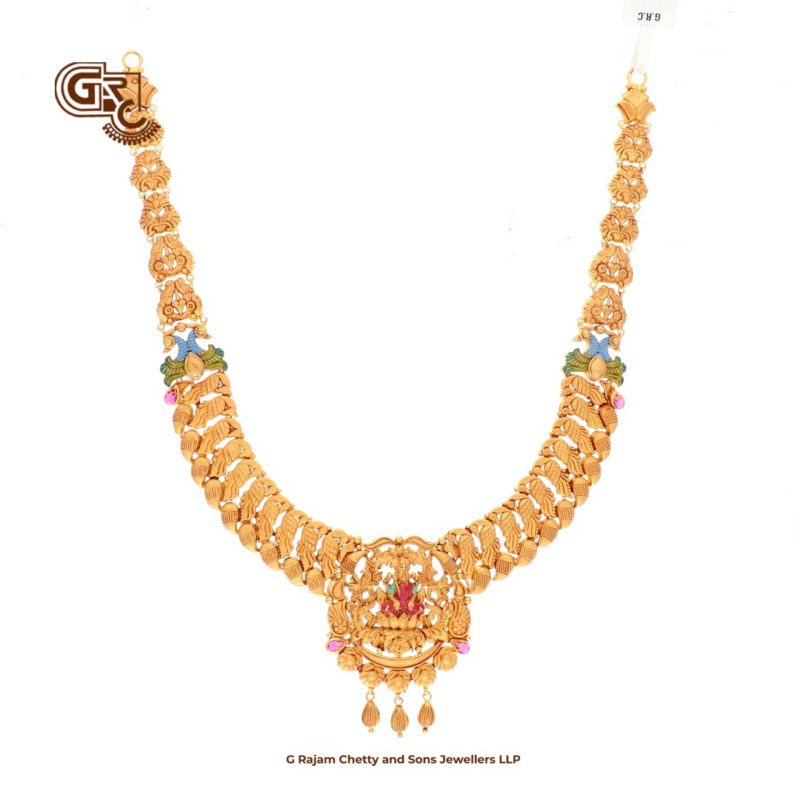 Antique Lakshmi Floral Gold Beads Traditional Necklace