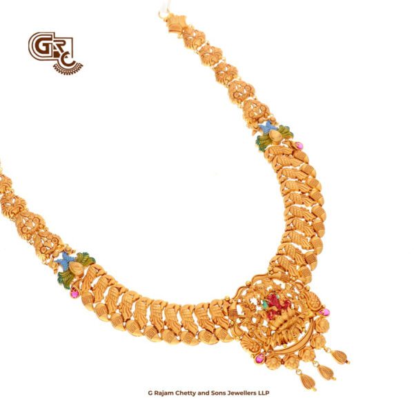 Antique Lakshmi Floral Gold Beads Traditional Necklace