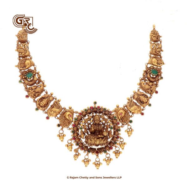 Antique Lakshmi Floral Gold Beads Traditional Necklace Antique Lakshmi Floral Gold Beads Traditional Necklace