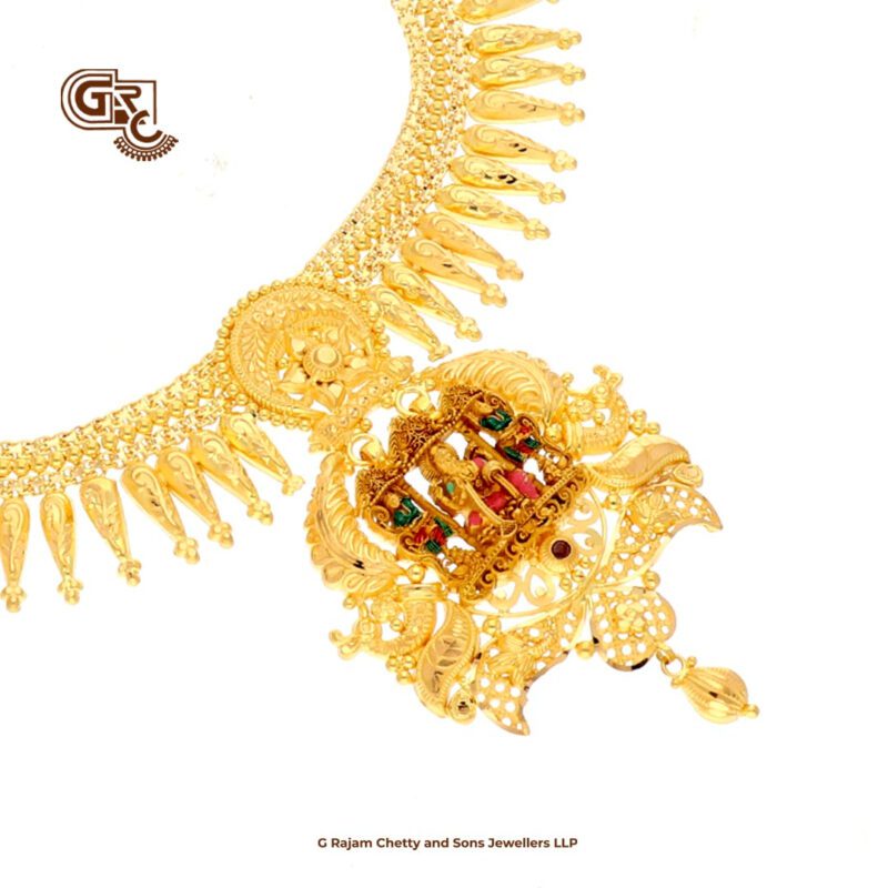 Meena Work Lakshmi Fancy Strips Necklace