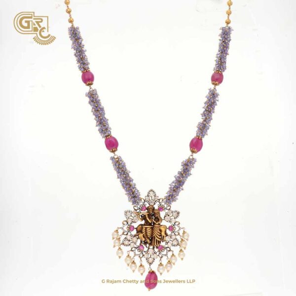 Violet Beats Antique Radha Krishna Pendant Haram