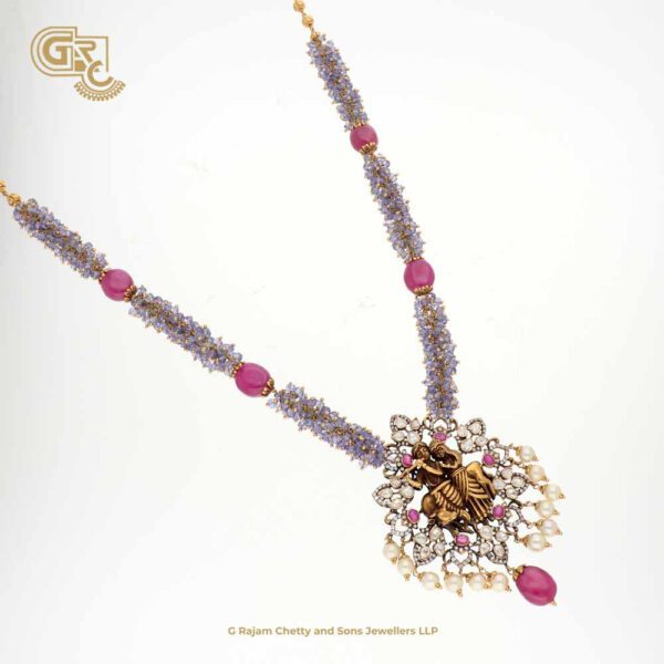 Violet Beats Antique Radha Krishna Pendant Haram