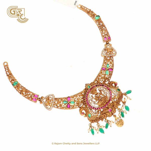 Antique Lakshmi Floral Gold Plated Necklace