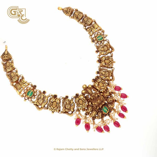 Antique Lakshmi Floral Gold Plated Necklace
