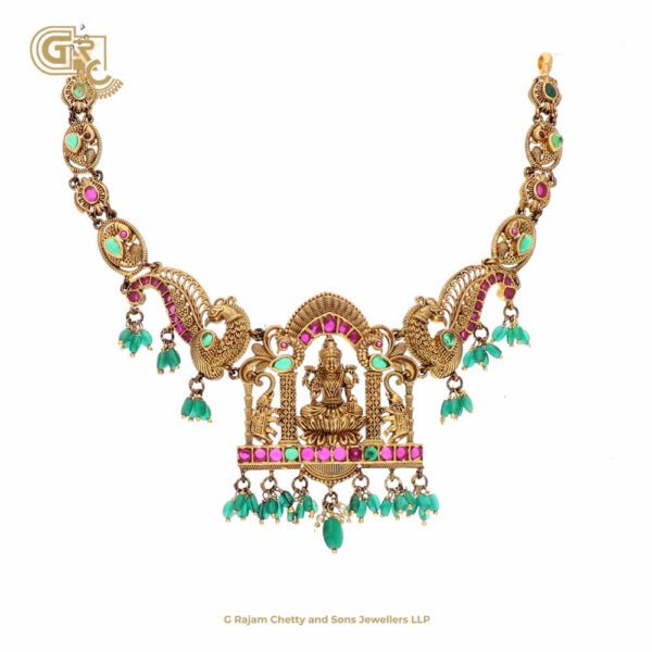 Antique Lakshmi Floral Gold Plated Necklace