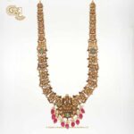 Antique Lakshmi Floral Pink Stone Gold Plated Haram
