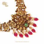 Antique Lakshmi Floral Pink Stone Gold Plated Haram